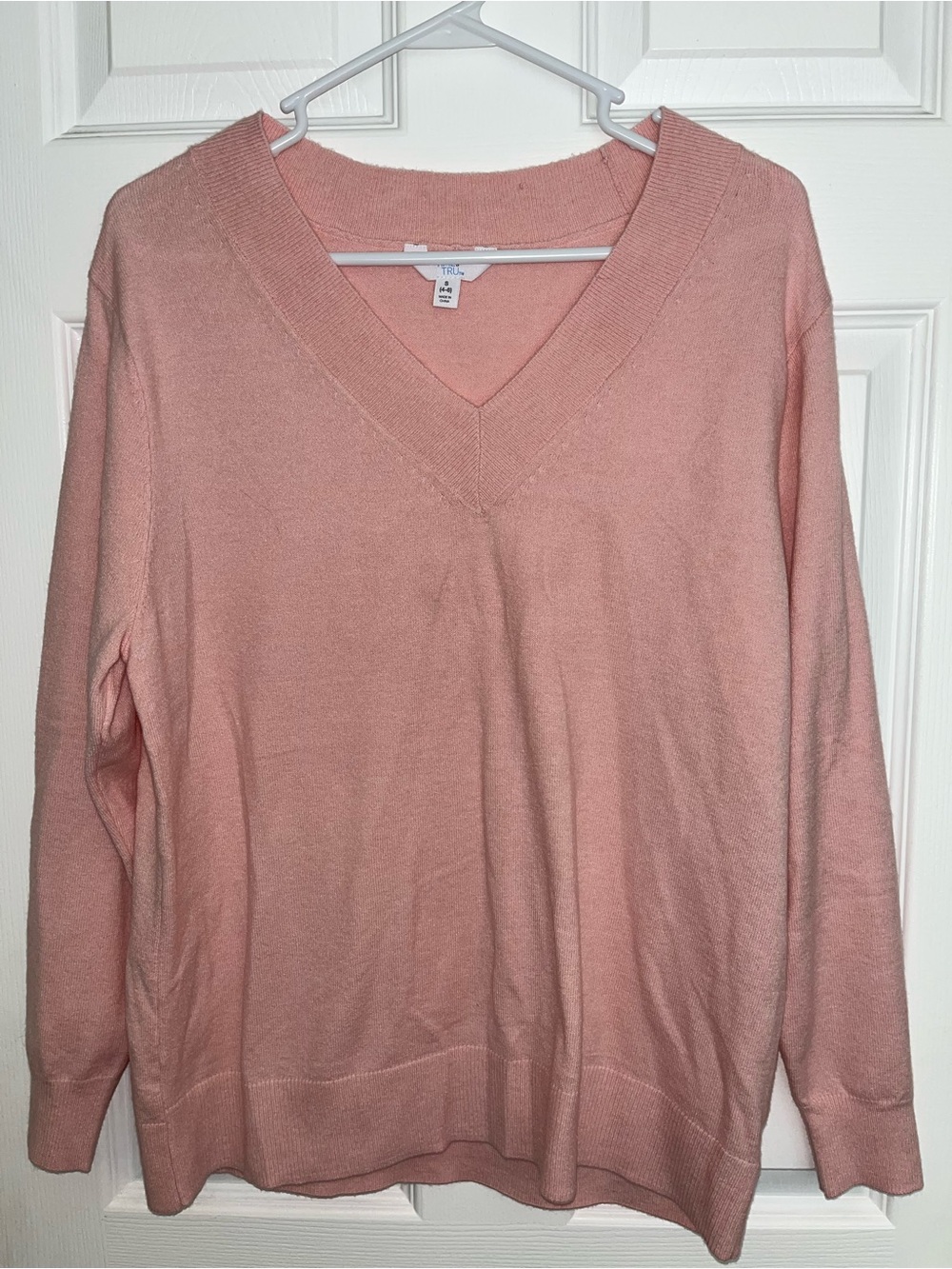 Time and Tru Women's V-Neck Sweater in Dusty Pink